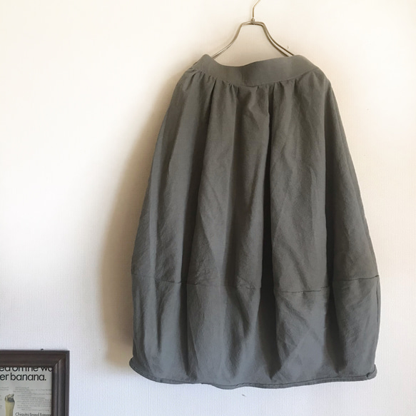 ■3連休限定15％OFF■手作りの魅力。立体シルエットぽわんとスカート。 リネン ロングスカート ウエストゴム 夏 6枚目の画像