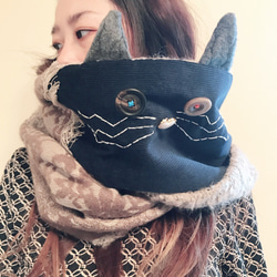 「Harenochineko」貓圍巾♩ 和你最喜歡的貓一起出去。圍巾披肩蓬鬆蓬鬆針織冬季 第3張的照片