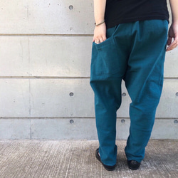 リネンのもんぺ 錆浅葱色 ロングパンツ nuuMonpe 通販 14649605