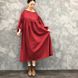 ■10日内発送■【再販】『フランスの森から抜け出した。ナチュラルリネンワンピース』ギャザー ローズ 夏 2枚目の画像