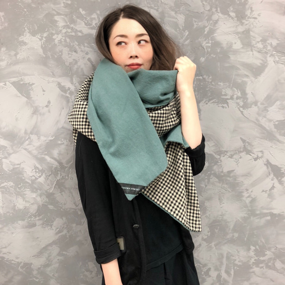 ■10天內出貨■【1/3再次上架】『4WAY』2m大型仿古亞麻圍巾披肩披肩苔綠色春 第4張的照片