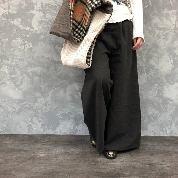 ■限時20折優惠■「棕灰色，優雅氣質。亞麻寬褲」 鬆緊腰身 寬鬆夏季亞麻 夏季 第10張的照片