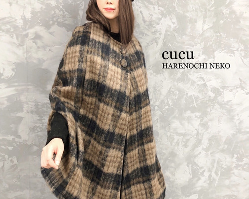 希少♡PORTRAIT USA製 ウール ブロックチェック シャギーポンチョ 1_5a8b1c4f89bd15540053f517b5de