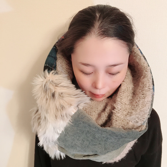 新品未使用 MIX FUR SNOOD ファースヌード ネックウォーマー原産国日本