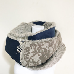 ■10天內出貨■ [11月8日補貨] 深海軍藍與復古金色相間的經典圍脖。蓬鬆的針織圍巾，溫暖過冬。 第7張的照片