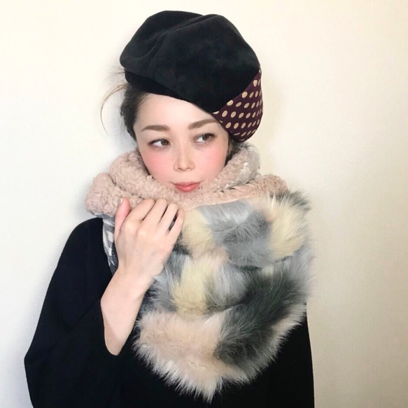 ■10日内発送■【10/6再販】ロイヤルファーのぐるぐるスヌード♩ふんわりニット ストール ふわふわ もこもこ ボア 1枚目の画像