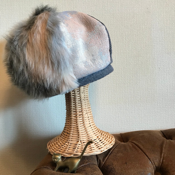 [10/28 再次上架]“creema 限量版”大量毛皮。立體造型貝雷帽 ♩ 蓬鬆針織生態毛皮 第7張的照片