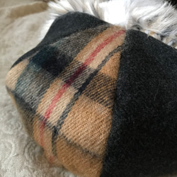[10/31再次上架]駝色格紋蓬鬆毛皮貝雷帽蓬鬆針織生態皮草冬季 第5張的照片