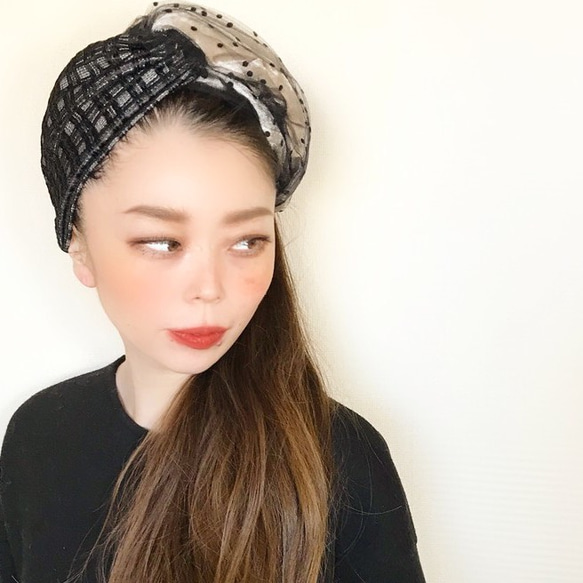 [9/12再次上架]僅限於Creema！戴面紗。 “Turtle Lace Headband”髮帶 第2張的照片