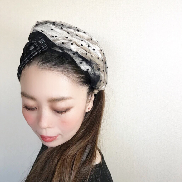 [9/12再次上架]僅限於Creema！戴面紗。 “Turtle Lace Headband”髮帶 第3張的照片