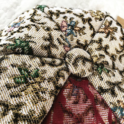 【3/21再販】大人の為の、ゴブランと3つの素材を使ったベレー帽♩ ゴブラン織り 帽子 花柄 レース リボン 7枚目の画像