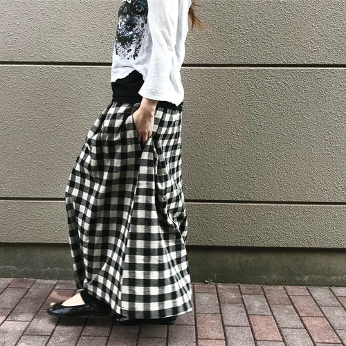 9/22再販】□10日内発送□オールチェックのマキシスカート