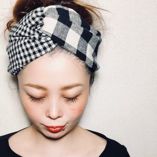 □3日内発送□【4/21再販】「オールチェックのリネンヘアバンド □3日内発送□【4/21再販】「オールチェックのリネンヘアバンド