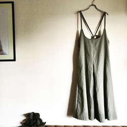 【再販】■10日内発送■グレイッシュカーキで大人の魅力。「秋リネンサロペットパンツ」麻 ロンパース ワイドパンツ 10枚目の画像