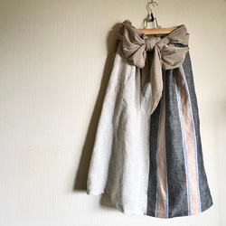[4/8 再次上架] [春季米色] 喇叭形長裙，採用優質亞麻和 4 種材料製成。長裙彈性腰夏季 第4張的照片