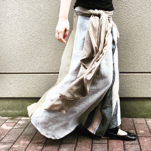麻100% 手縫いのロングスカート | proesmin.com