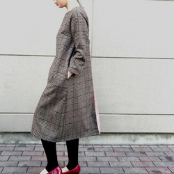 ■免運費■ [再次上架] 成人用的高品質羊毛洋裝。一件式格紋布朗尼棕秋冬 第2張的照片
