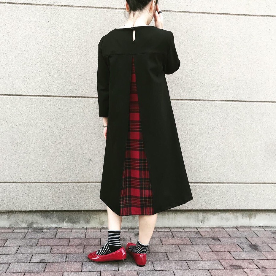 ■10日内発送■【1/6再販】細見えワンピース。「大人顔の上質素材」タータンチェック Aライン ワンピース  ワンピ