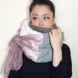 ■10日内発送■【再販】レース使いで印象的に。愛されスヌード。ファー ボア あったかニット もこもこ エコファー 冬 2枚目の画像