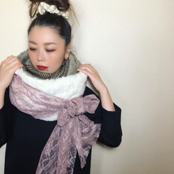 ■10日内発送■【再販】レース使いで印象的に。愛されスヌード。ファー ボア あったかニット もこもこ エコファー 冬 4枚目の画像