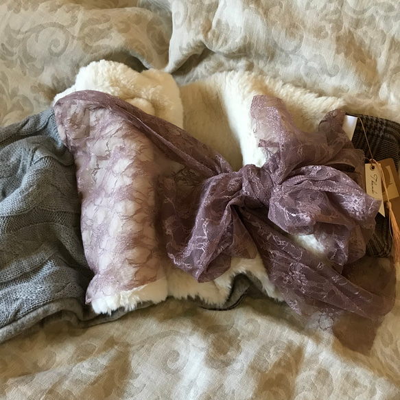 ■10日内発送■【再販】レース使いで印象的に。愛されスヌード。ファー ボア あったかニット もこもこ エコファー 冬 7枚目の画像