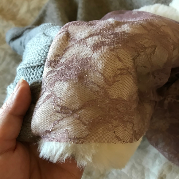 ■10日内発送■【再販】レース使いで印象的に。愛されスヌード。ファー ボア あったかニット もこもこ エコファー 冬 8枚目の画像
