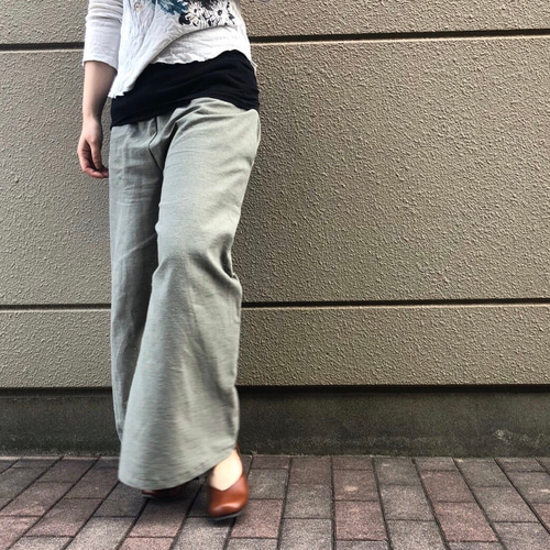 Zaku.Block ペインティング リネンズボン ロングパンツ