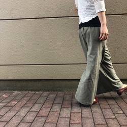 ■限時20折優惠■寬鬆『優雅灰卡其色。亞麻寬褲’鬆緊腰身卡其色夏季 第4張的照片