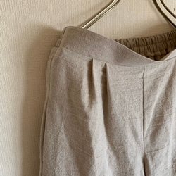 ■3天內出貨■【補貨】寬鬆「亞麻寬褲」米色/米白色鬆緊腰寬鬆褲，適合秋季 第4張的照片