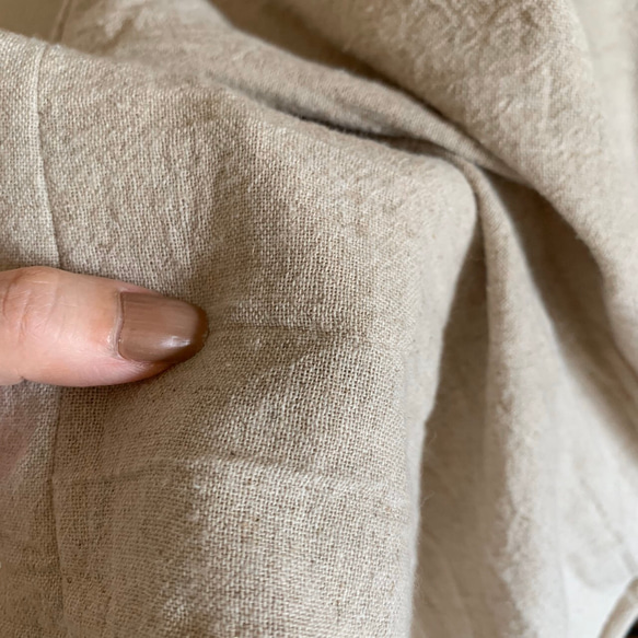 ■3天內出貨■【補貨】寬鬆「亞麻寬褲」米色/米白色鬆緊腰寬鬆褲，適合秋季 第5張的照片