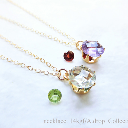 大粒アメジスト×ガーネット ネックレス ネックレス・ペンダント A.drop