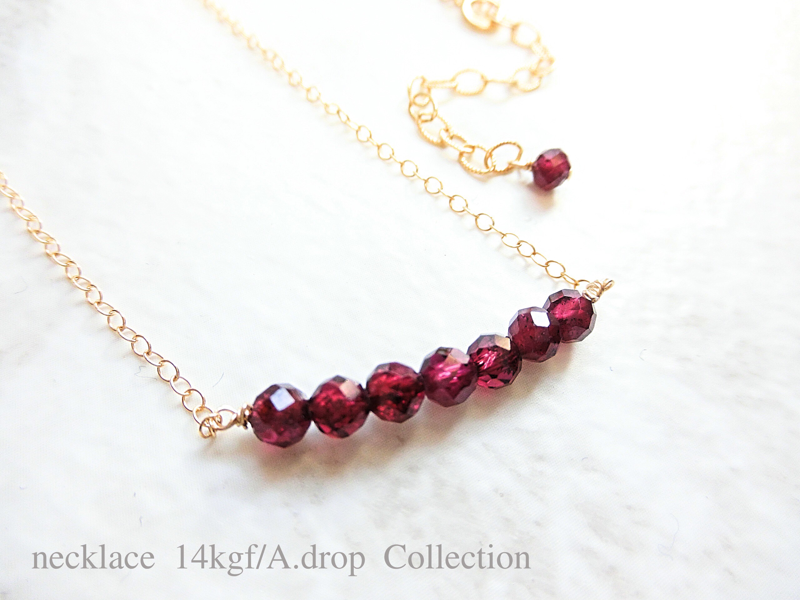 143NL【高級感】ガーネットネックレス　ダイヤ　深紅　S925　K18コート L&Co.(エルアンドコー)】ネックレス｜K18 ガーネット ネックレス