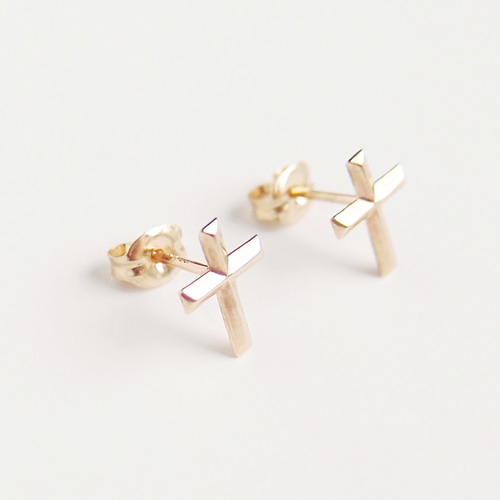 three wishes 14kgf クロス スタッドピアス ゴールドフィルド k14