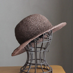 ＊手編み＊リボンを選べる麦わら帽子（セピア・55cm） 9枚目の画像