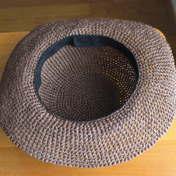 ＊手編み＊リボンを選べる麦わら帽子（セピア・55cm） 10枚目の画像
