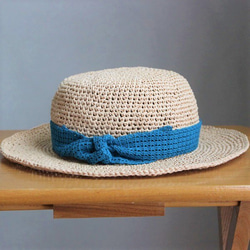 手編み＊リボンを選べる麦わら帽子（ココナッツ・58cm） 5枚目の画像