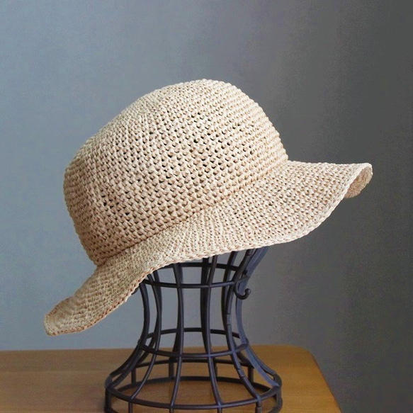 手編み＊リボンを選べる麦わら帽子（ココナッツ・58cm） 8枚目の画像