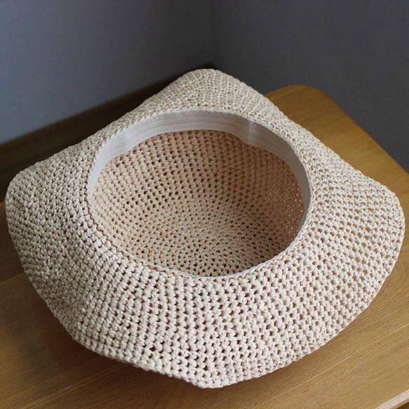 手編み＊リボンを選べる麦わら帽子（ココナッツ・58cm） 9枚目の画像