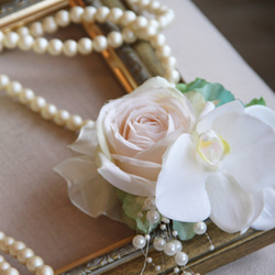 古董玫瑰和蝴蝶蘭胸衣白色-[帶透明盒] 第1張的照片