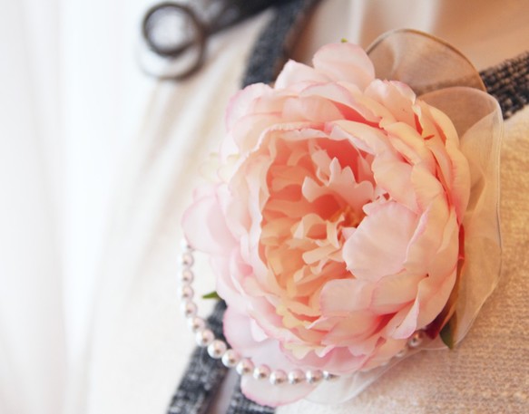 【運費300日元】牡丹胸花 - 粉紅色 - 第3張的照片