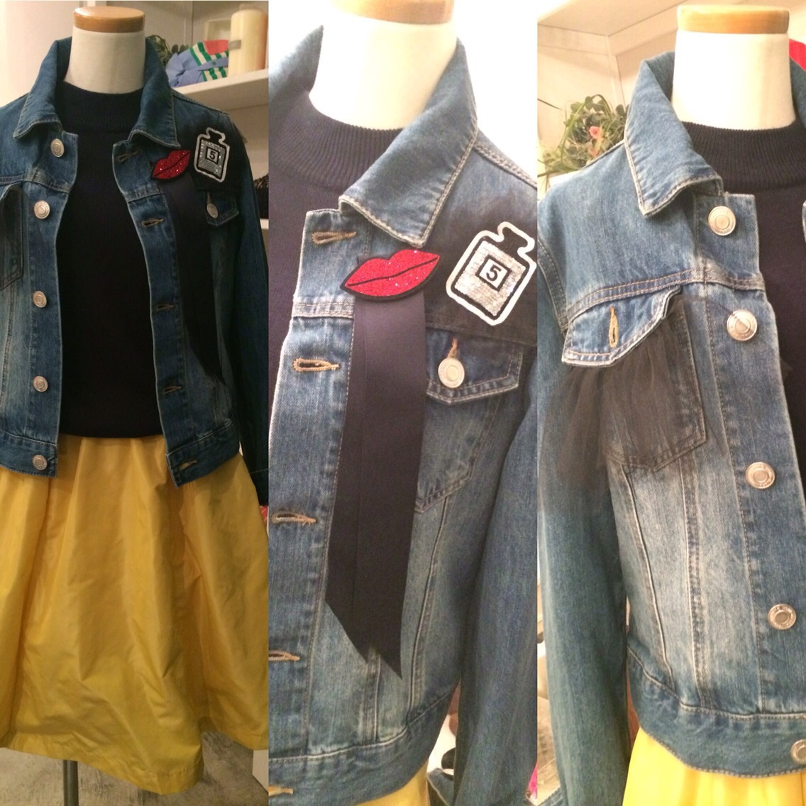 デニムGジャンワッペンとチュール