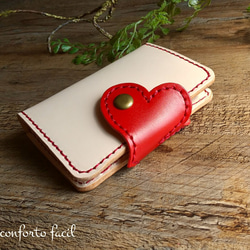 ◆一番人気◆７色◆ハート本革キーケース・カード入れ付・スマートキー・ラッピング・刻印・ギフト・プレゼント 3枚目の画像