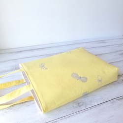 SALE★ミナペルホネンchoucho刺繍生地リネンのシンプルミニバッグ/yellow 4枚目の画像