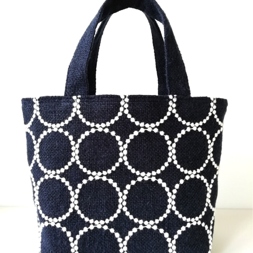 受注製作]ミナペルホネン,タンバリン,刺繍.トートバッグ/ネイビー