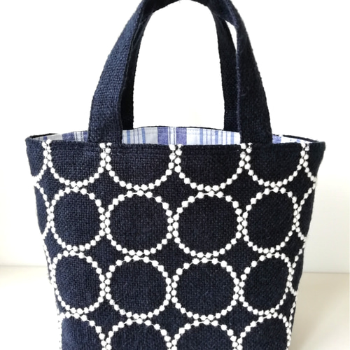 受注製作]ミナペルホネン,タンバリン,刺繍.トートバッグ/ネイビー