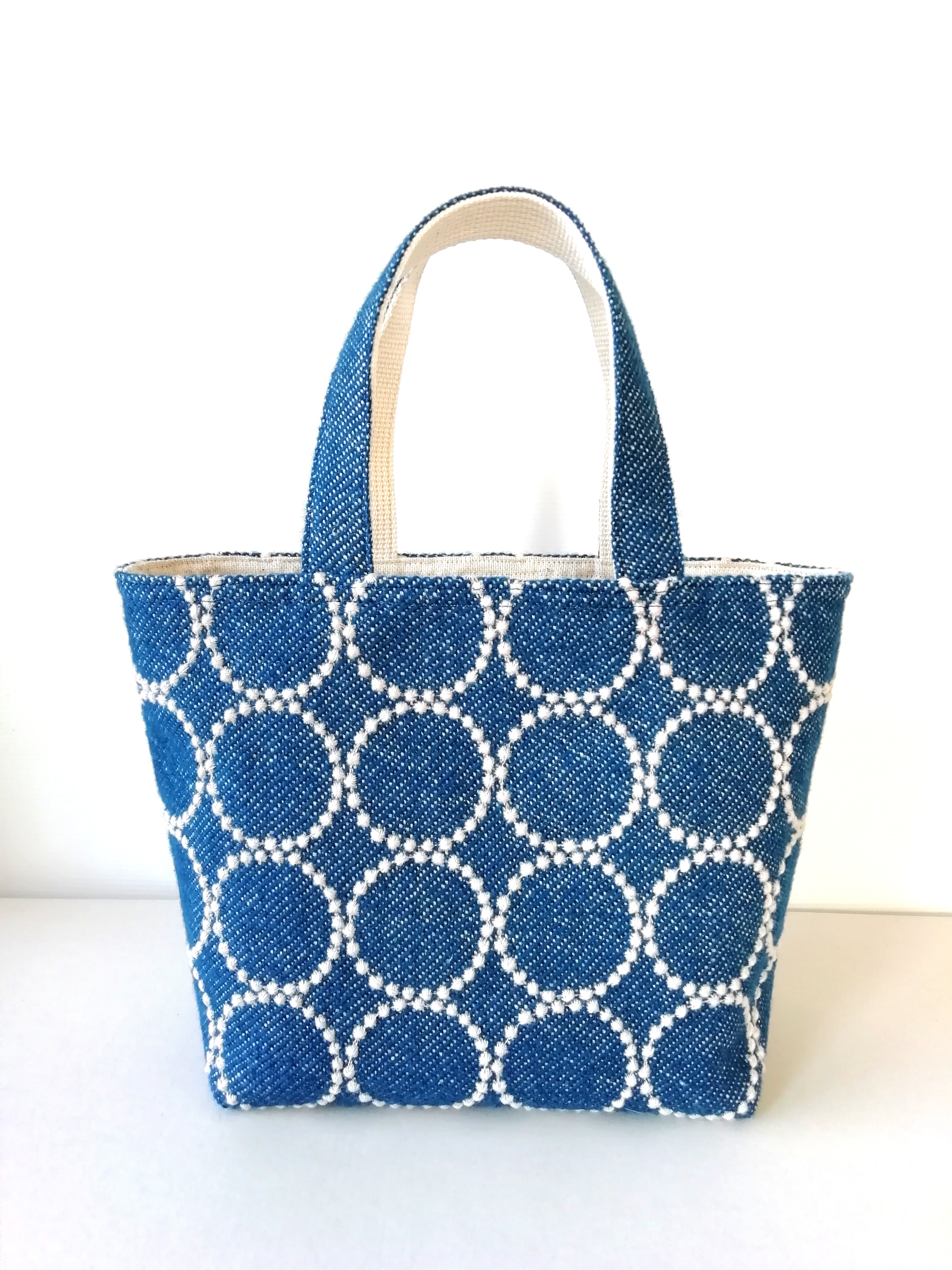 超特価セール開催！！ ミナペルホネン,タンバリン,刺繍生地,リネン&ウールのトート バッグ
