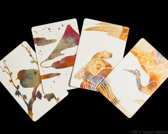 リヴァイ箔押しポストカード4枚 箔押しポストカード_縁起物シリーズ4枚セット ポストカード