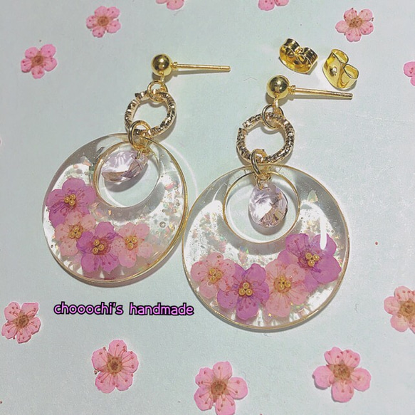 春を先取りっ❤️キラキラパステルフェミニンflowerピアス♡ 2枚目の画像