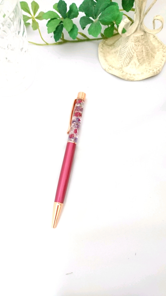 ハーバリウムボールペン  ピンクボルドー&ピンクゴールド(送料無料)) 6枚目の画像
