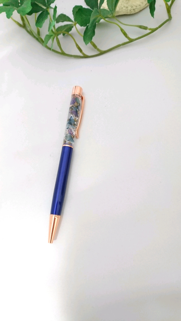 ハーバリウムボールペン ネイビー&ピンクゴールド(送料無料) 6枚目の画像